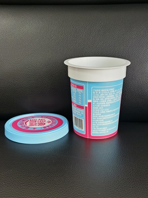 فنجان چاپی IML پلاستیکی 400 میلی لیتر با کاپ ورق آلومینیوم و کاپ پلاستیکی
